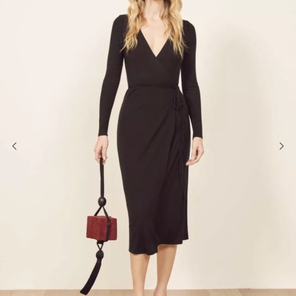 Sexy Reformation Celine Dress Black Wrap Dress